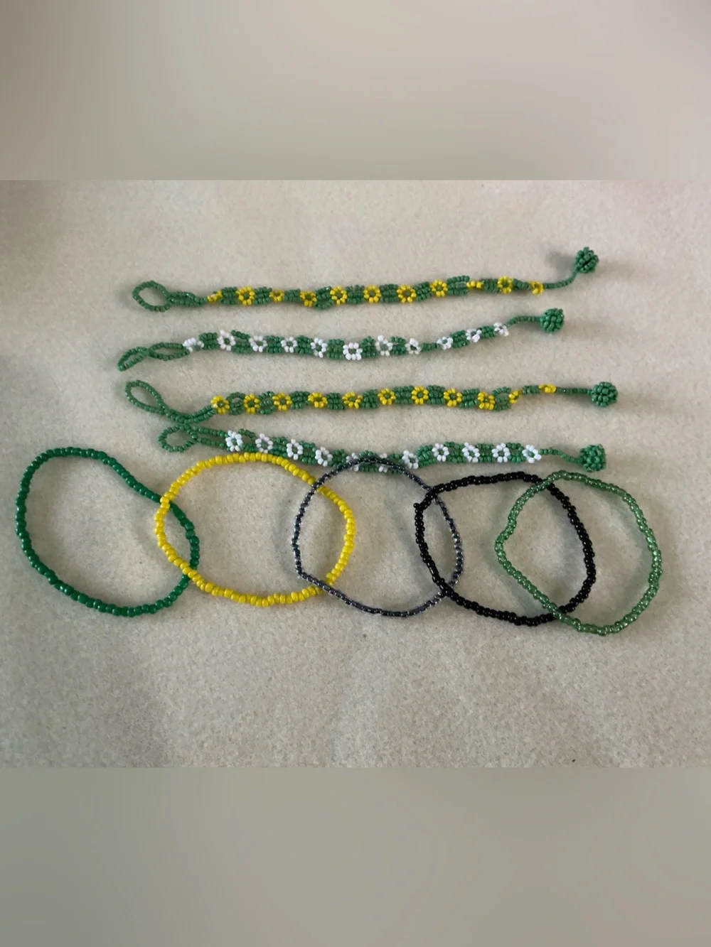 Kids Beaded Flower Bracelet - set of 9